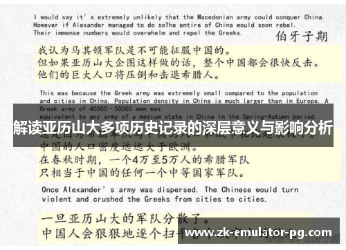 解读亚历山大多项历史记录的深层意义与影响分析